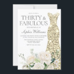 White Roses Gold Gown 30th Birthday Party Invitation<br><div class="desc">White Roses Gold Gown 30th Birthday Party Invitation

See matching collection in Niche and Nest Store</div>
