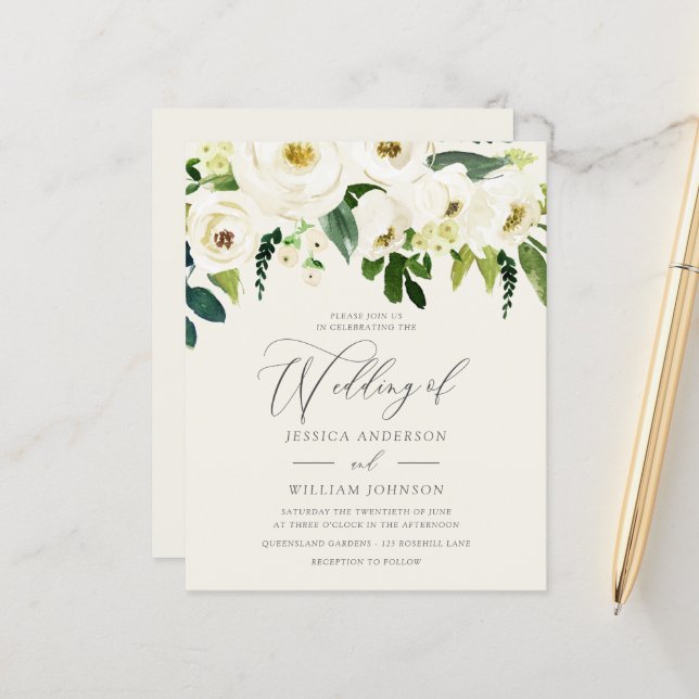 White Roses Green Leaf On a Budget Wedding (Front/Back In Situ)