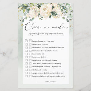 White Roses Greenery Over or Under Bridal Game