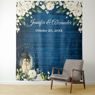 White Roses Greenery Wedding Photo Booth Backdrop Tapestry