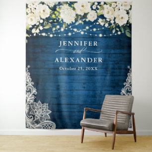 White Roses Greenery Wedding Photo Booth Backdrop Tapestry