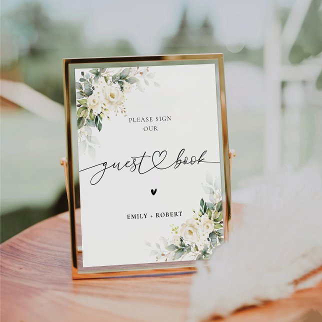 White Roses Guest Book Sign (Creator Uploaded)