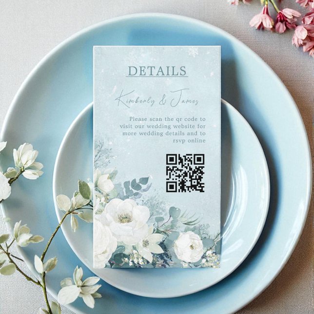 White Roses Hellebores Silver Eucalyptus Wedding Enclosure Card (Creator Uploaded)