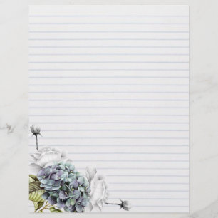 White Roses & Hydrangeas Letterhead Paper