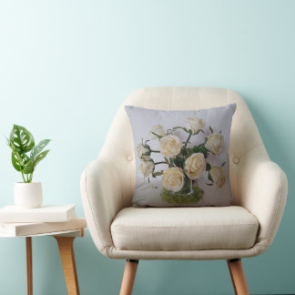 WHITE ROSES IN A GREEN VASE CUSHION