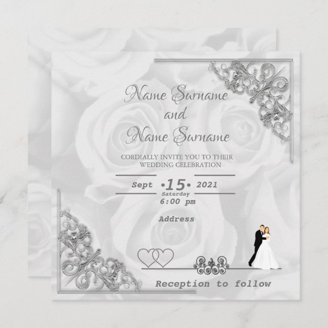 White roses invitation (Front/Back)