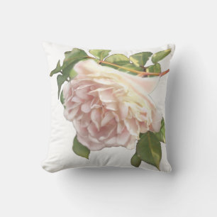White roses Ivory Peach Rose Cushion