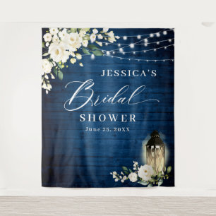 White Roses Lantern Wood Bridal Shower Backdrop Tapestry