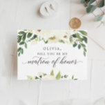 White Roses Matron of Honour Proposal Card<br><div class="desc">Pop the question with this lovely card! Easily edit the name and the message on the back - then add to cart!</div>