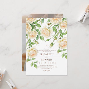 White Roses Modern Elegant Flower Wedding  Invitation