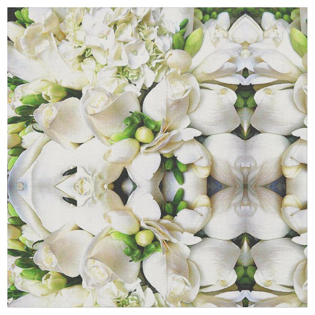 White-Roses of Love Fabric (Close Up)