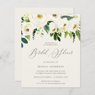 White Roses On a Budget Bridal Shower Invitation