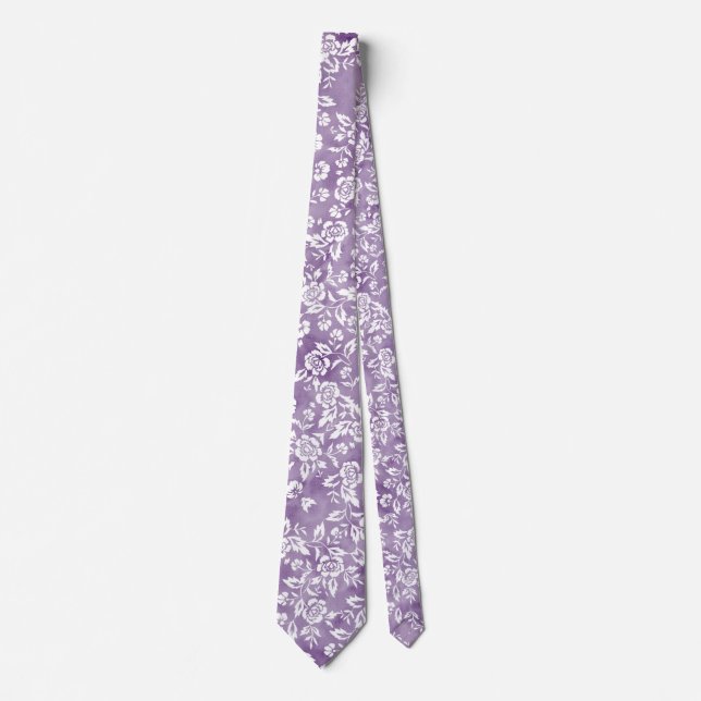 White Roses on Purple Tie (Front)