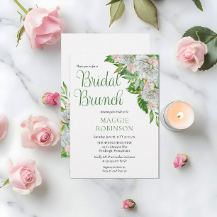 White Roses Orchids Boho Floral Bridal Brunch Invitation