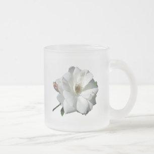 White Roses Party Shower Wedding Blossoms Destiny Frosted Glass Coffee Mug