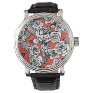 White roses pattern watch