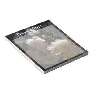 White roses personalised notepad