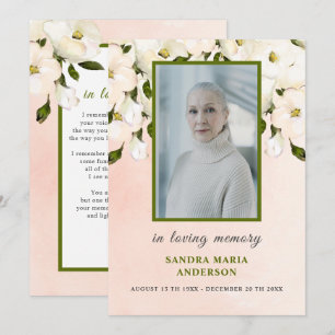 White Roses Photo Funeral Memorial Poem Card