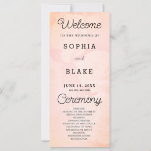 White Roses Pretty Orange Wedding Program