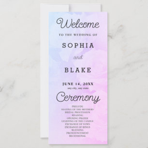 White Roses Pretty Purple Wedding Program