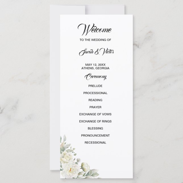 White Roses Program Card (Front)