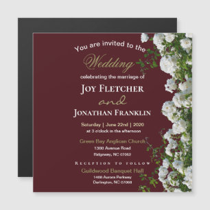 White Roses Red Background Wedding Invitation