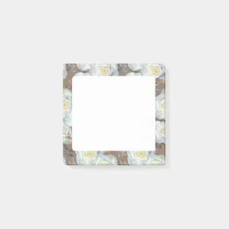 White Roses Romantic Rustic Pattern Post-it Notes