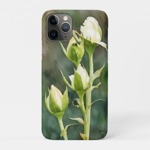 White Roses Rose Buds Art Phone Case