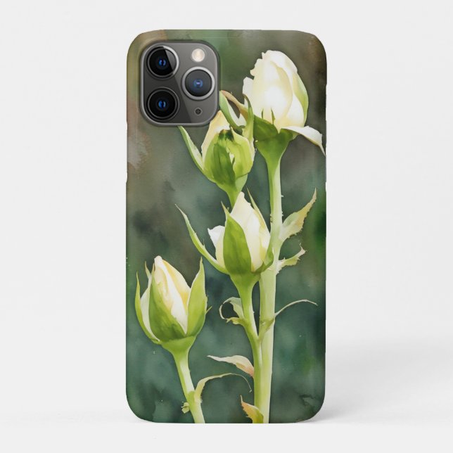 White Roses Rose Buds Art Phone Case (Back)
