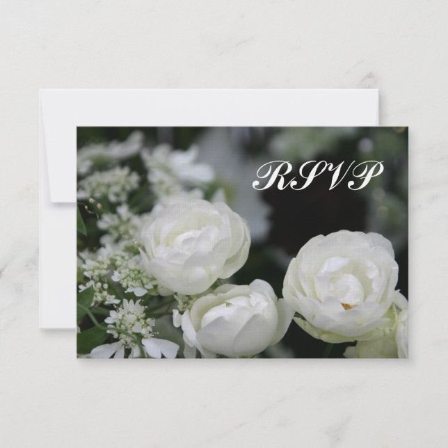 White Roses RSVP Wedding Invitation (Front)