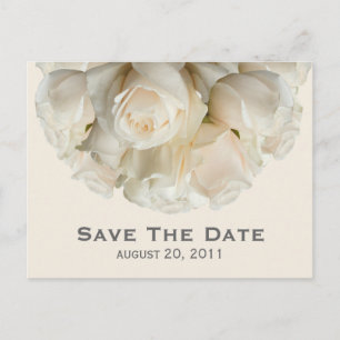 White Roses Save The Date Postcard