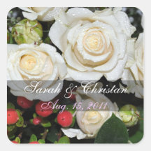 White Roses Save The Date Sticker