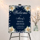 White Roses Snowflake Christmas Bridal Shower Sign