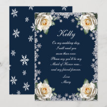 White Roses Snowflake Christmas Maid Of Honour