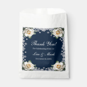 White Roses Snowflake Christmas Wedding Favour Bags