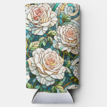White Roses Stained Glass Mosaic