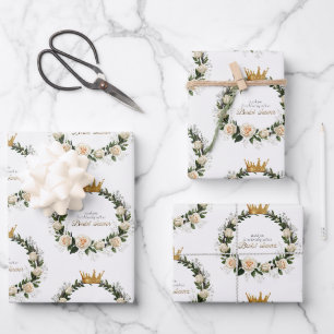 White Roses Thank You for Celebrating with Us Wrapping Paper Sheet