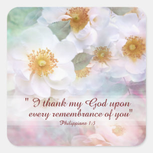 White Roses thanks and appreciation Square Sticker