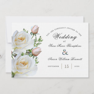 White Roses - Traditional    Wedding Invitation