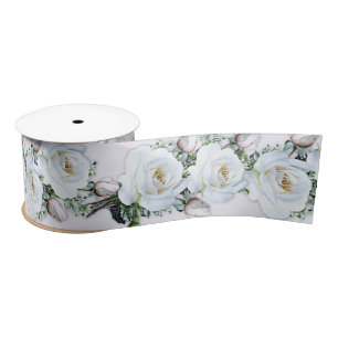 White Roses Wedding Craft Ribbon Satin Ribbon