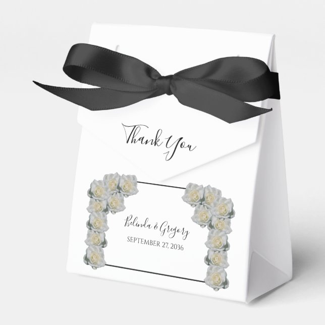 White Roses Wedding Favour Box (Front Side)