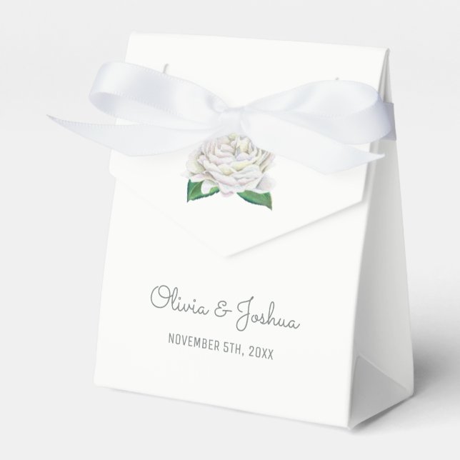 White Roses Wedding Favour Boxes (Front Side)