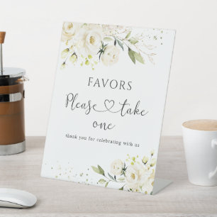 White Roses Wedding Favours Sign, Please Take One  Pedestal Sign