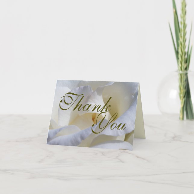 White Roses Wedding Folded Thank You Card (Front)