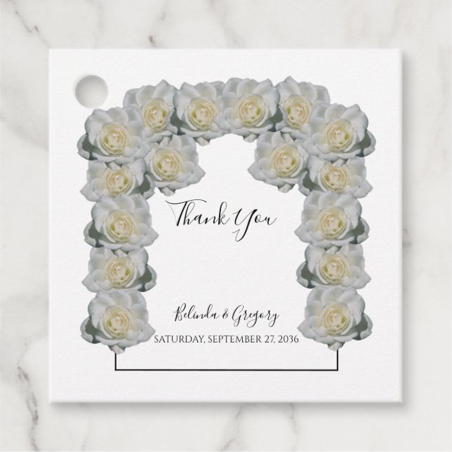 White Roses Wedding Gift Favour Tags (Front)