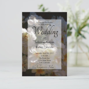 White roses wedding invitation