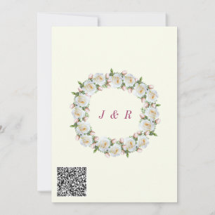 White Roses Wedding Invitation with QR Code