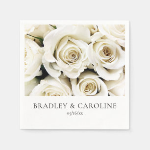 White Roses Wedding Napkin
