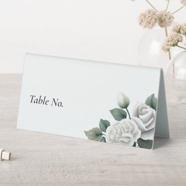 White Roses Wedding Place Card (In SItu (Table))
