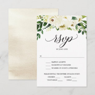 White Roses Wedding RSVP Card